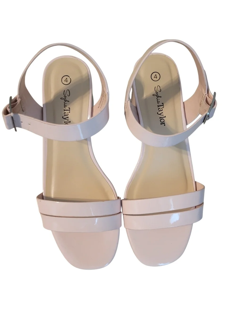 Sophia Taylor - Patent Block Heel Sandals in Blush Pink - Size 4